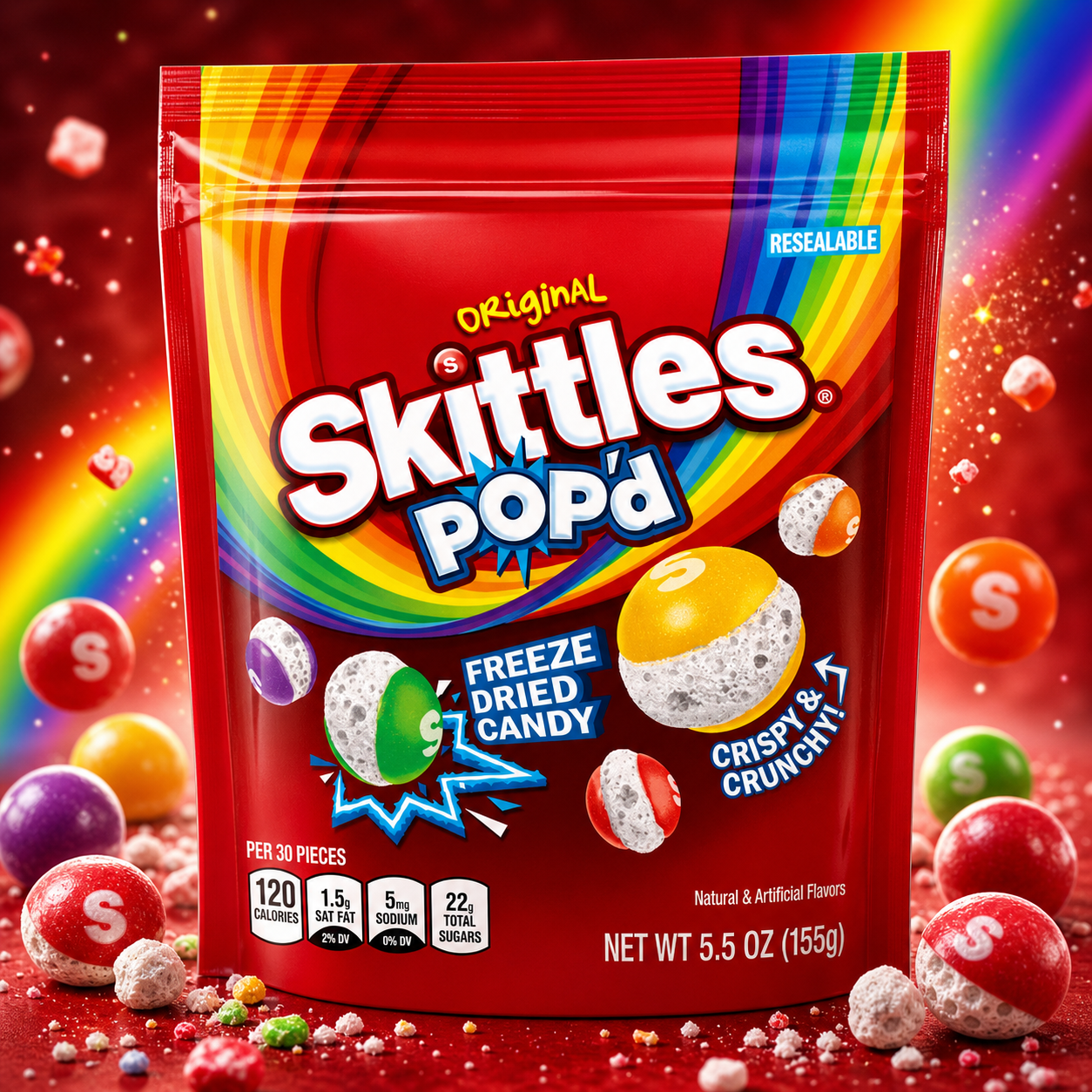 Original Skittles Pop’d Freeze Dried Candy
