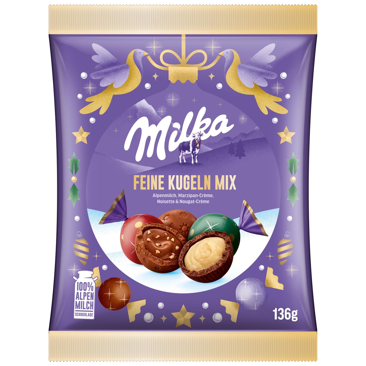 milka xmas chocolate balls mix 136g