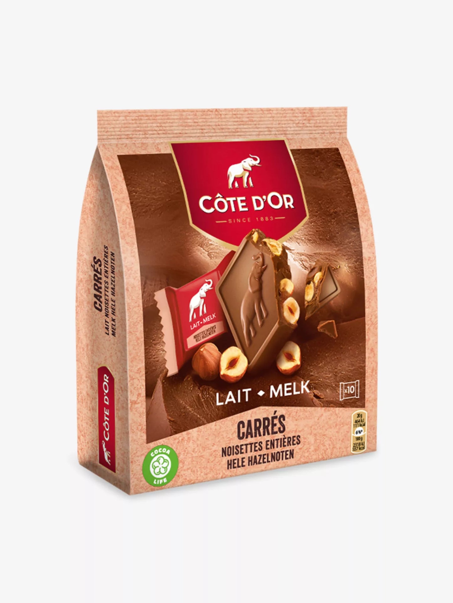 Cote D'Or Carre Milk Whole Nuts 200gm
