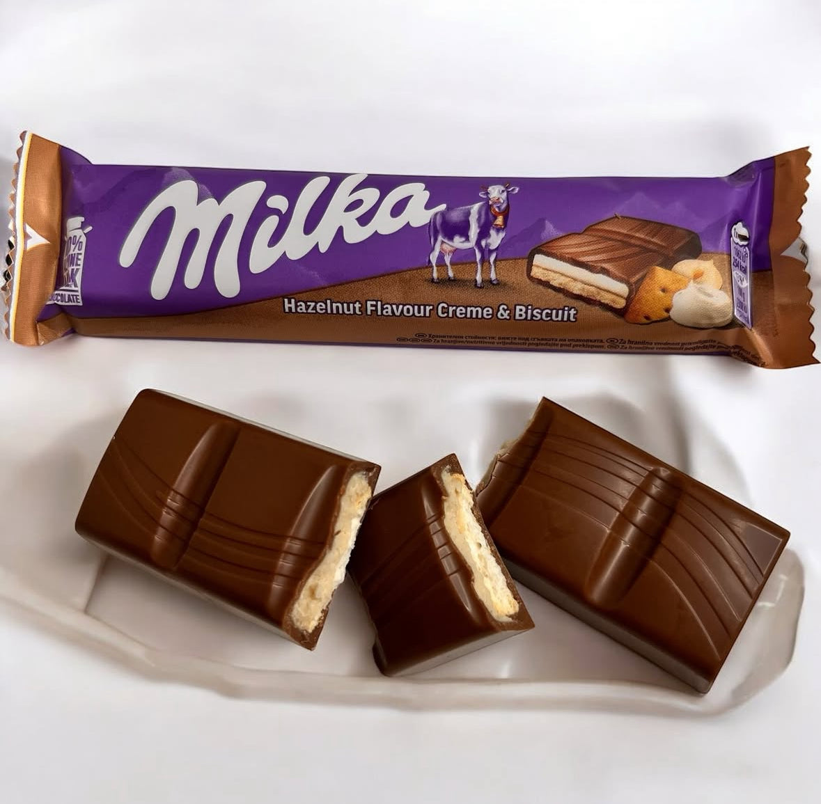 Milka hazelnut and biscuit