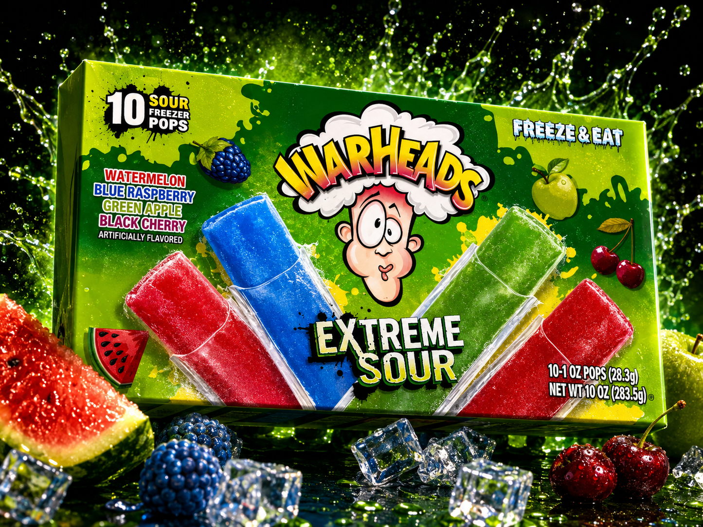 WareHeads Extreme Sour Freeze Pops