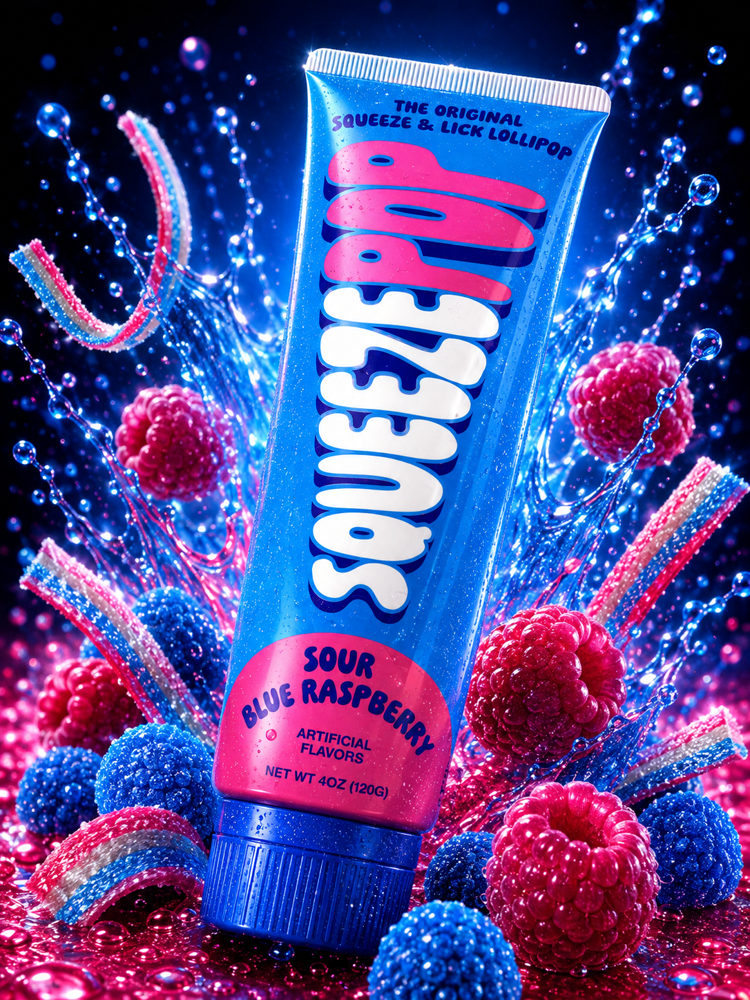 Squeeze Pop Sour Blue Raspberry