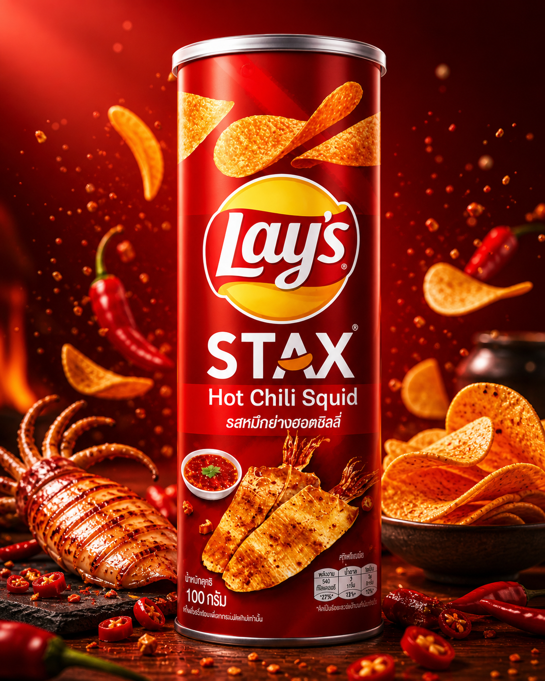 Lays stax hot chili squid