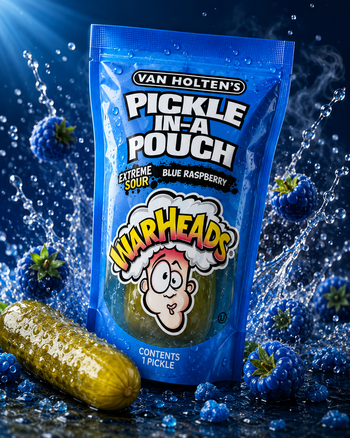 Pickle In A Pouch Blue Raspberry Extreme Sour