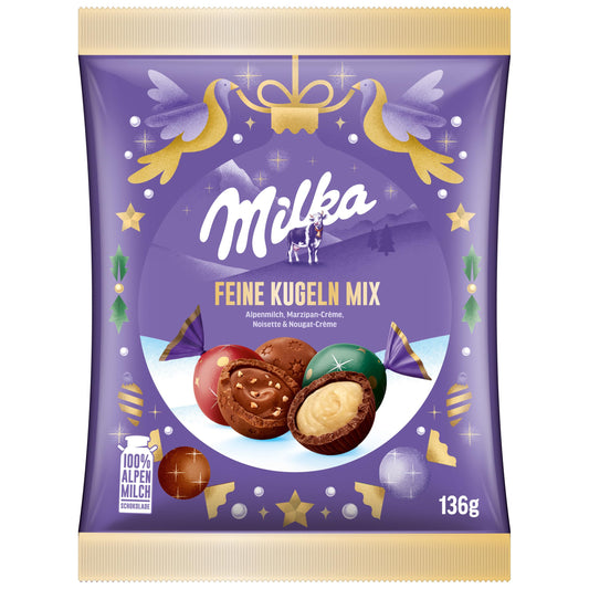 milka xmas chocolate balls mix 136g