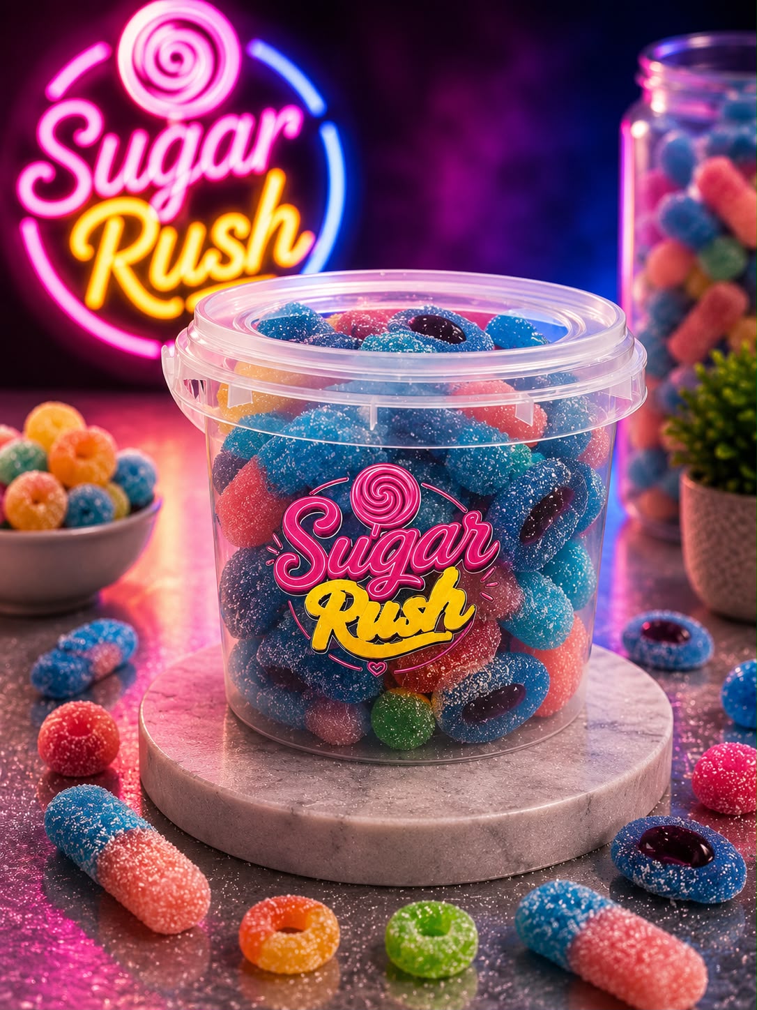 Mix Stuffed Raspberries and Tutti Fruity Candy
